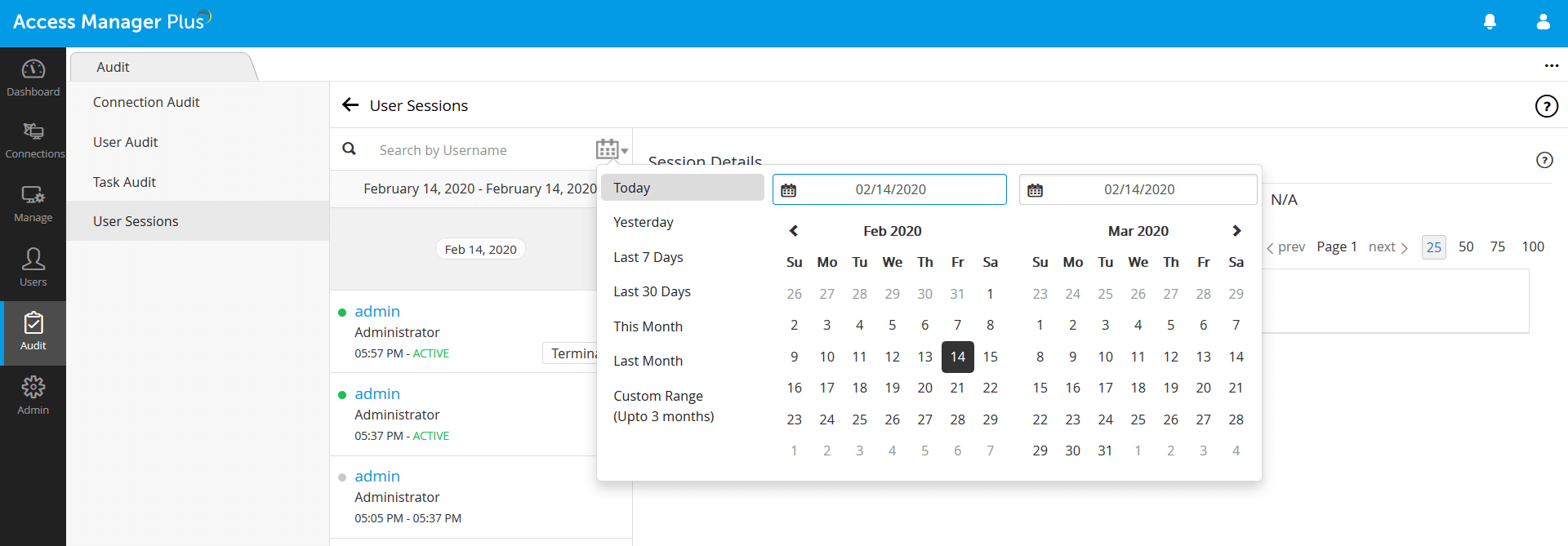 跟踪特权会话 - Access Manager Plus