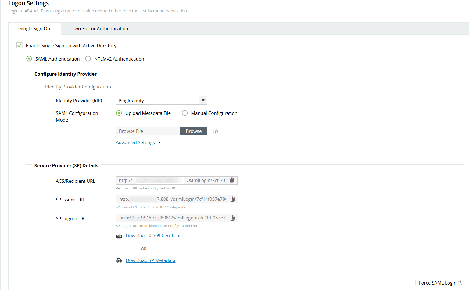 在 Ping Identity 中配置 ADAudit Plus