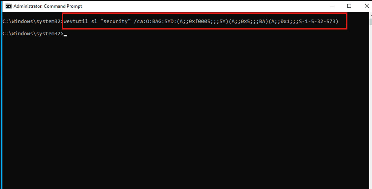 Grant the Event Log Readers group direct access to a specific event log channel