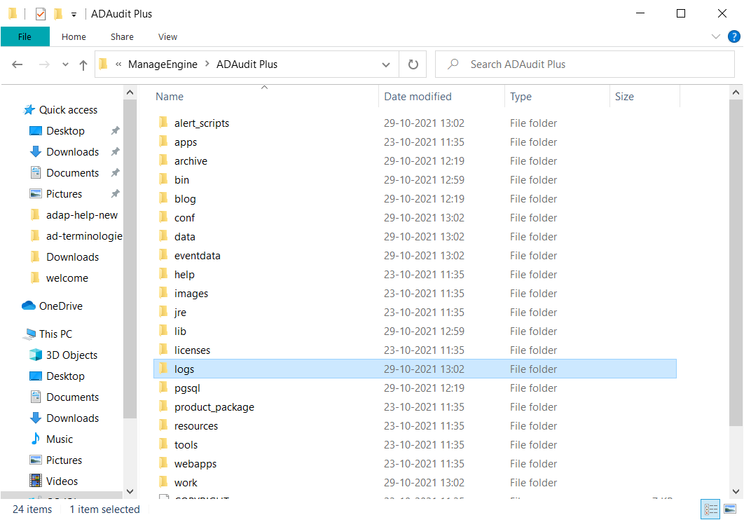 创建 ADAudit Plus 支持信息文件