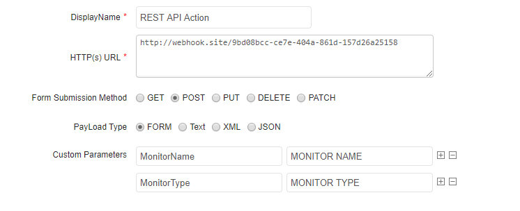 Webhook/REST API Action - Custom Parameters
