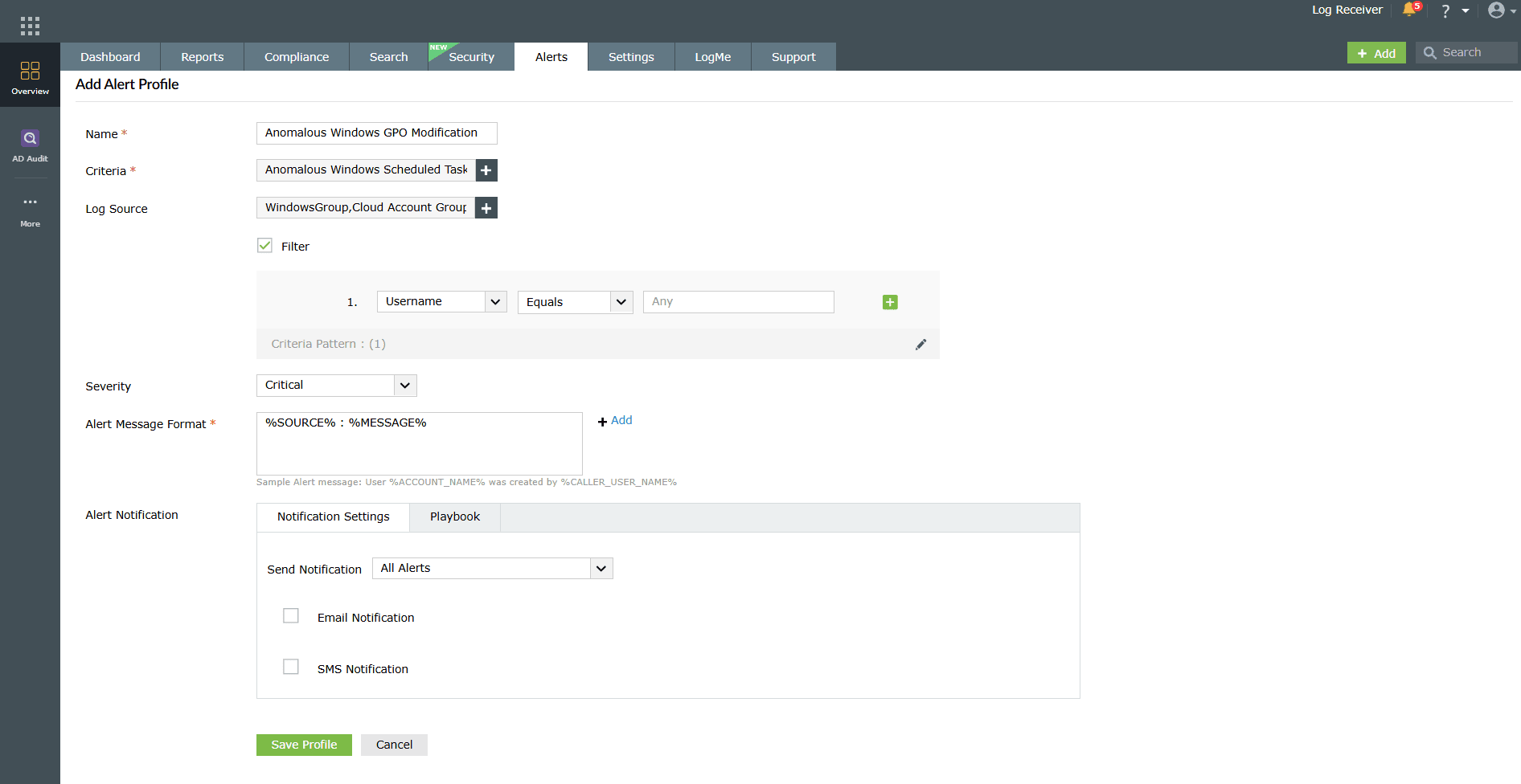 Add alert profile module