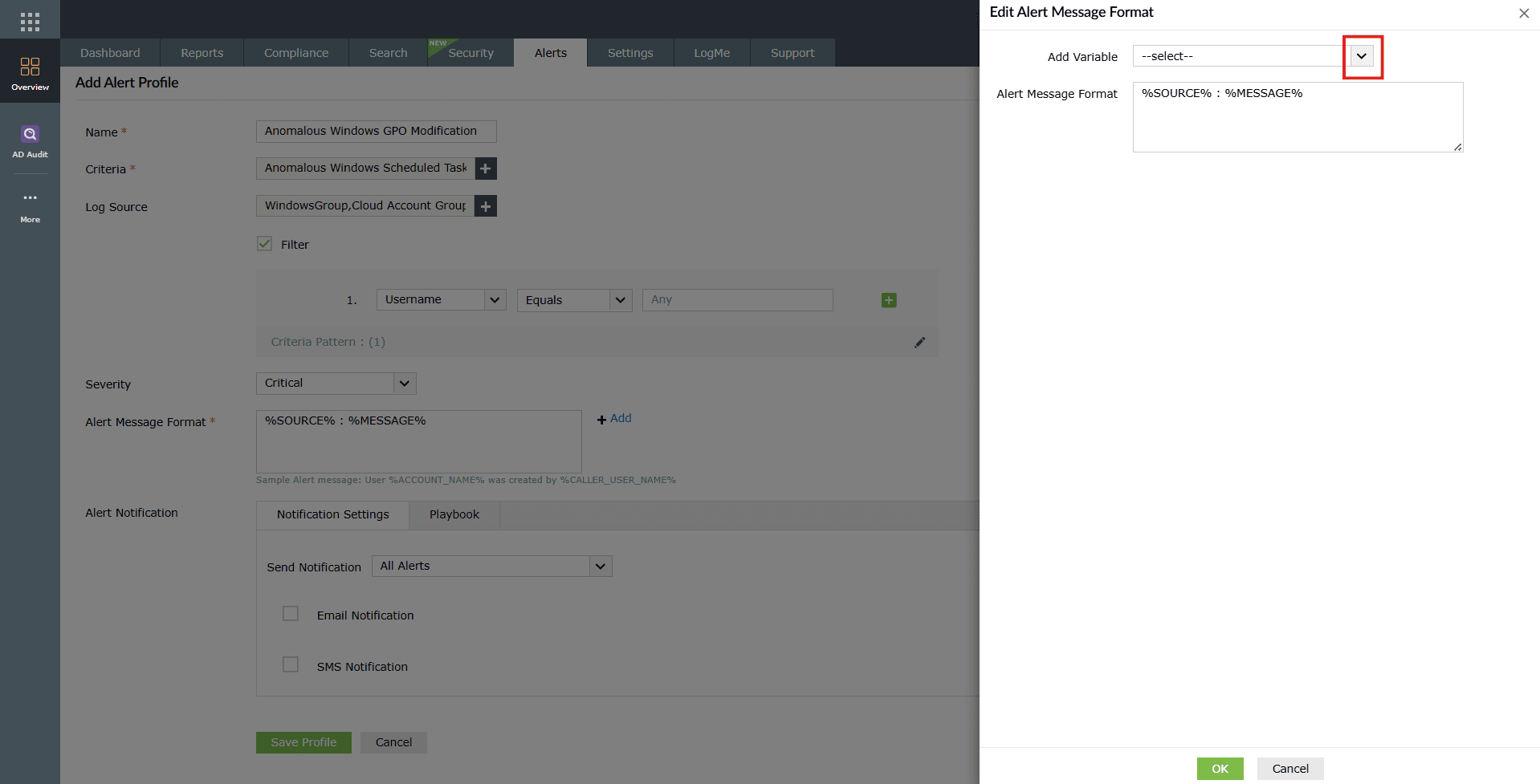 Alert Message Format customization