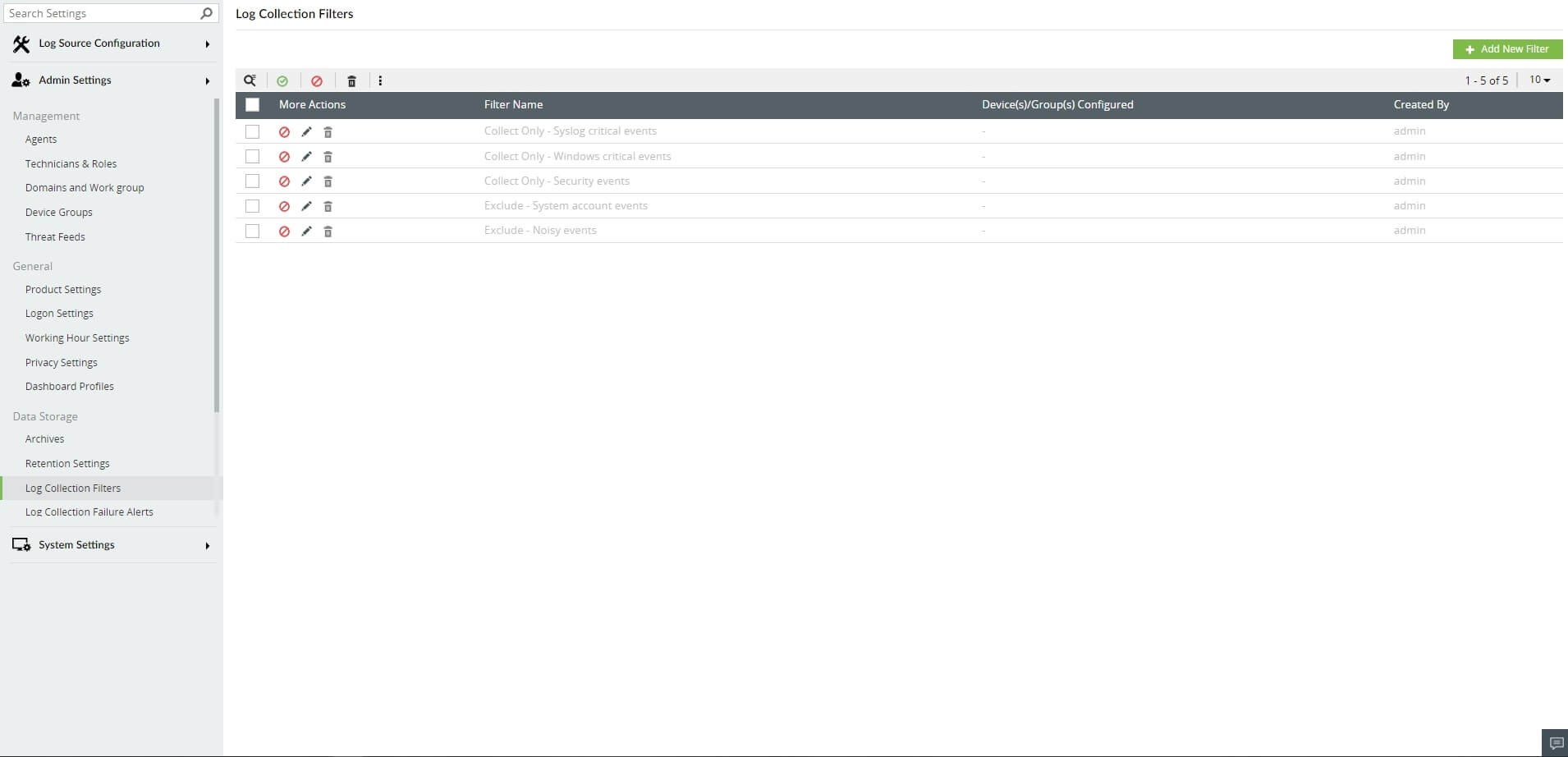 Log Collection Filter