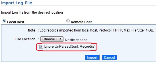 Ignore UnParsed/Junk Record(s) - Local Host