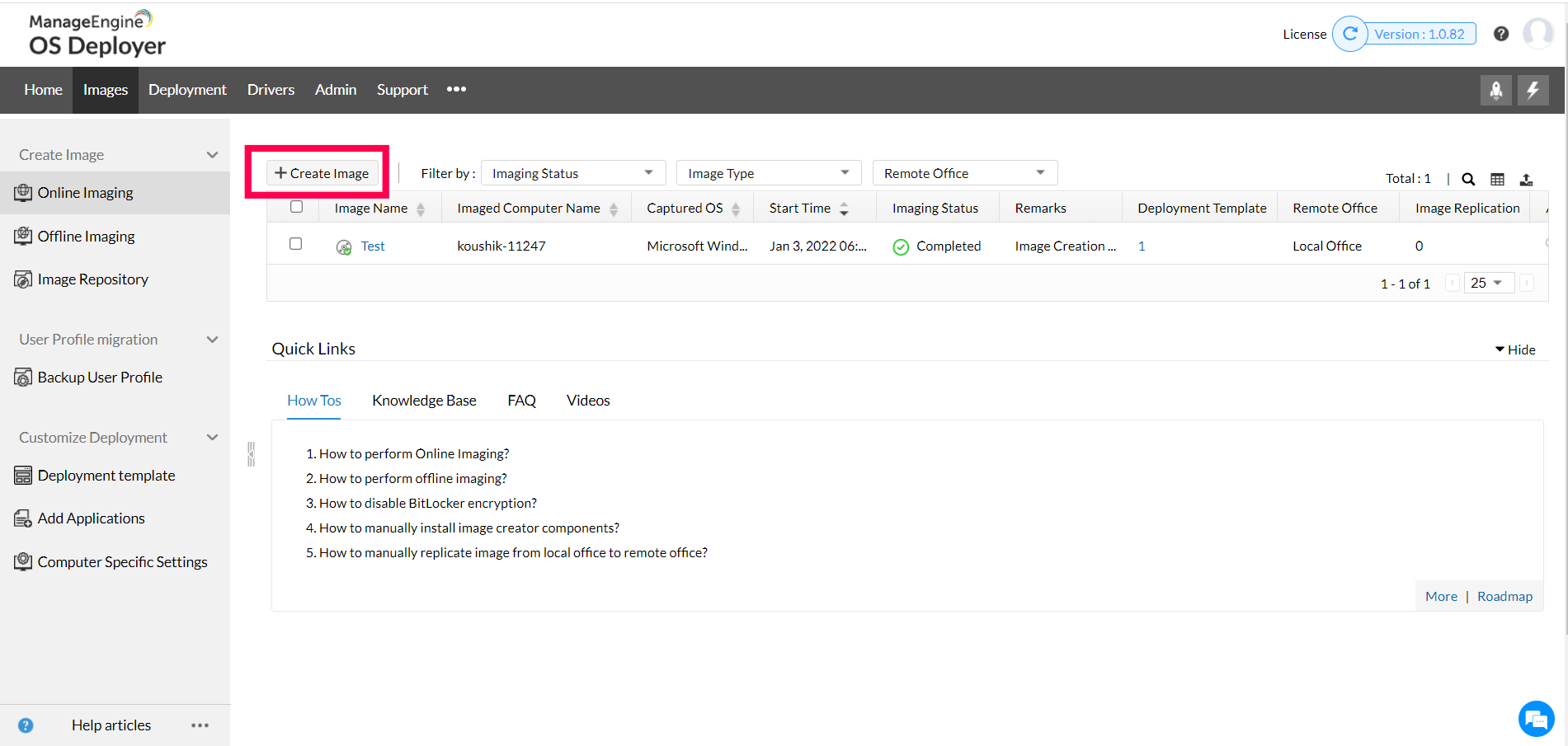 Windows imaging software - ManageEngine OS Deployer