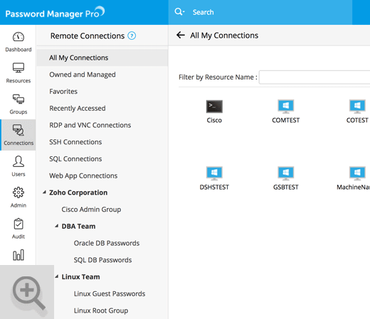 启动与远程IT资源的直接连接 - ManageEngine Password Manager Pro