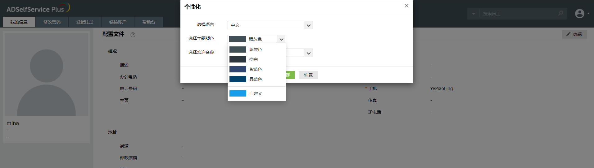Personalization options for end users