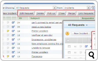 Actions drop-down menu