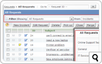 Filter drop-down menu