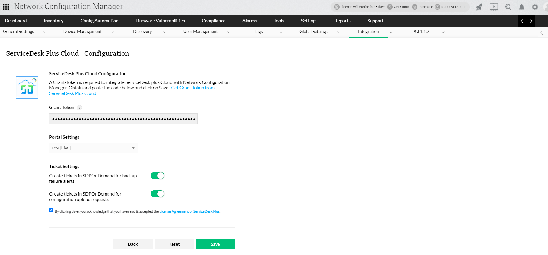 与 ManageEngine 网络配置管理器集成