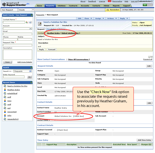 Customer Support Software-View Request