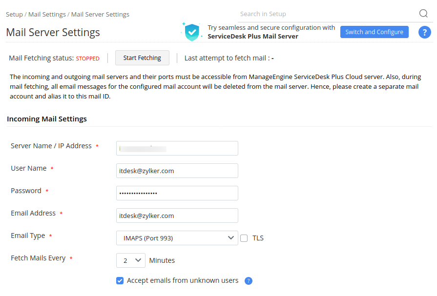 Service Email Local 邮件服务器设置 - 原生邮件服务