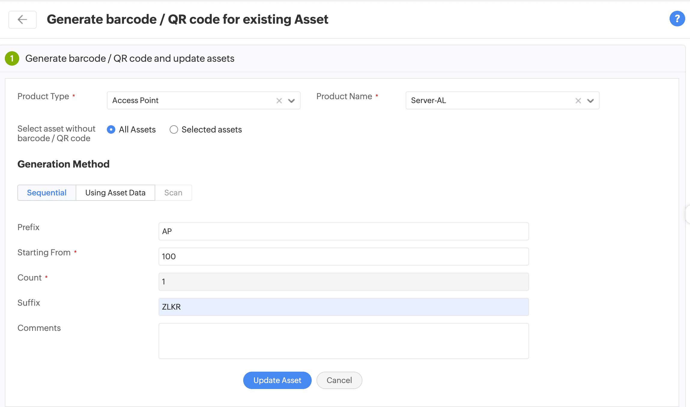Asset Codekey Sample 为现有资产生成代码