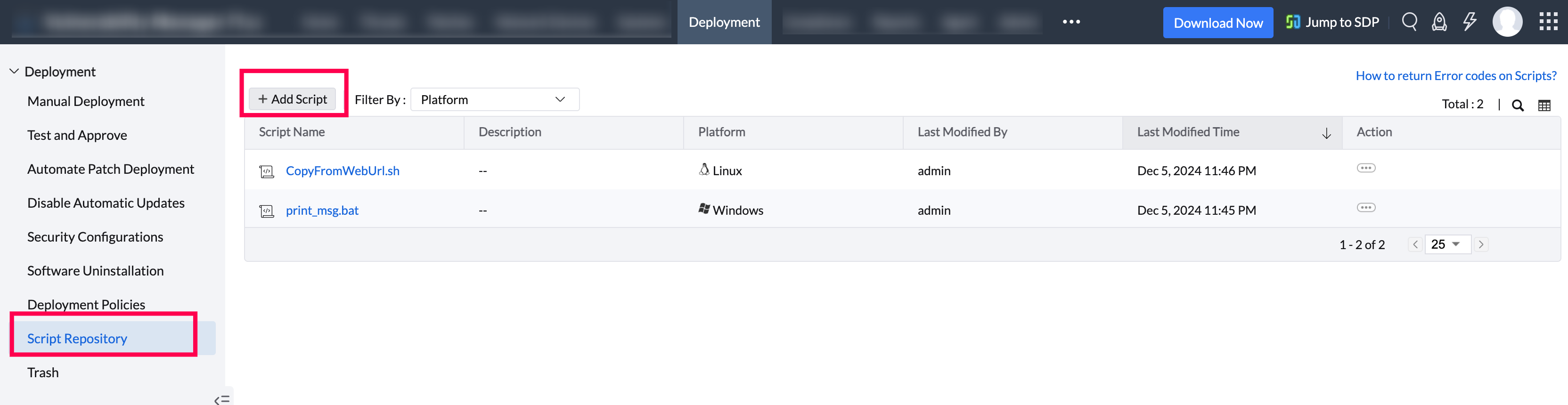 脚本库 | ManageEngine Vulnerability Manager Plus